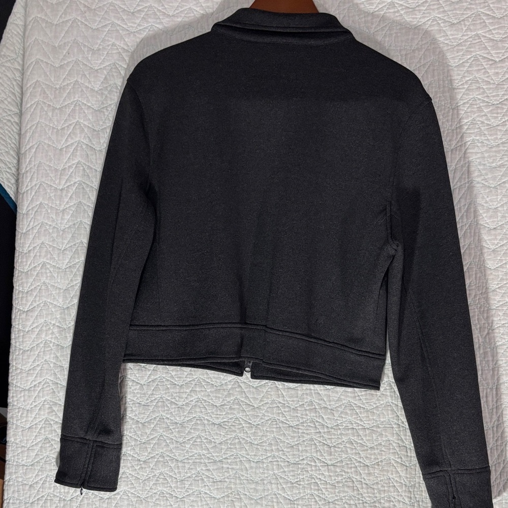 Express Black Cropped Bomber Jacket with Classic Collar - Picture 10 of 12